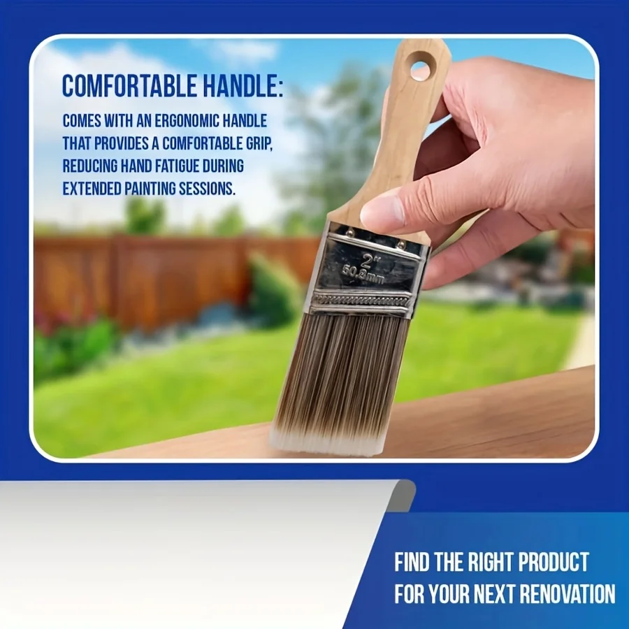 5本セット 高品質ペイントブラシ BBQブラシ バーベキュー 家具ハンドル 壁塗装用 柔らかい毛と木製ハンドル付き