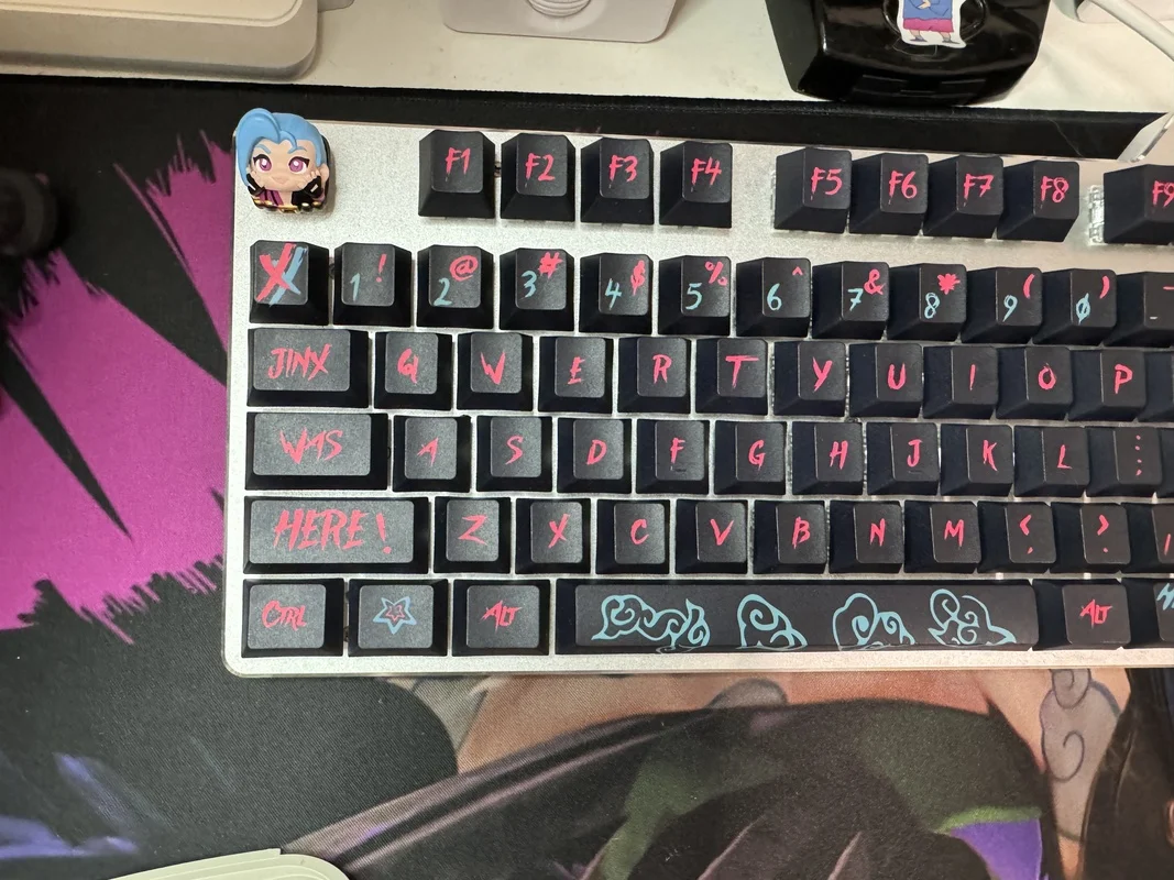 Imagem -06 - Ahri Jinx League of Legends Keycaps Teclado Mecânico Faça Você Mesmo 3d Keycaps Criativos Keycaps Bonitos Personalização