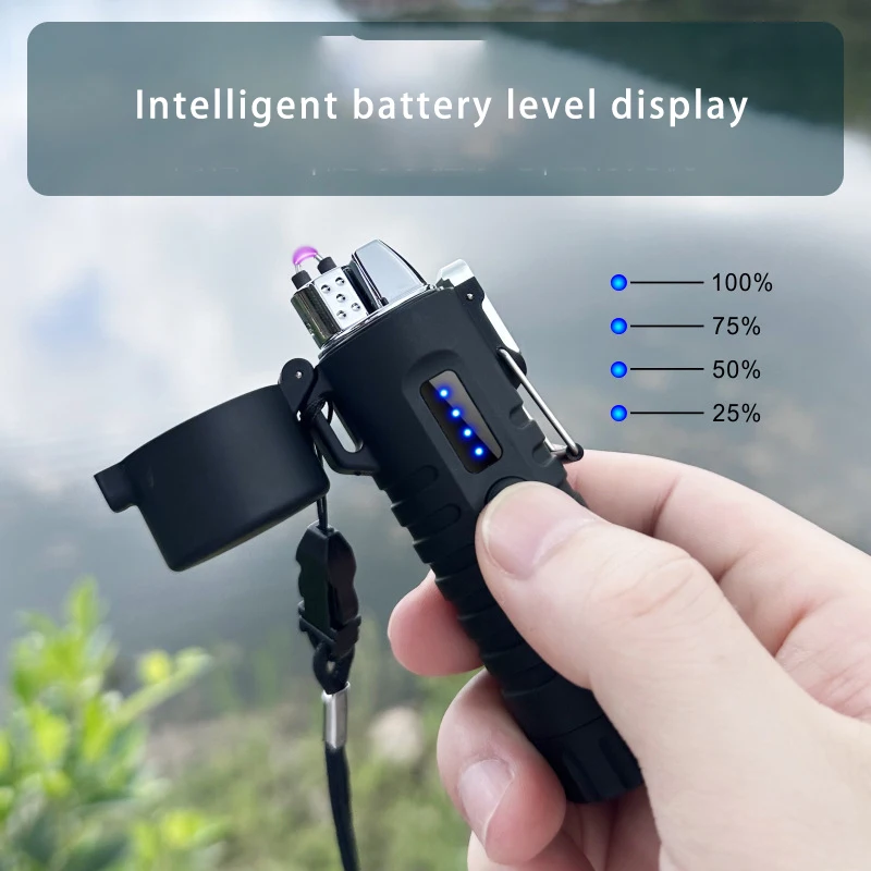 Multi functional and exquisite outdoor lighter flashlight with retractable rotating hose, sealed and waterproof charging