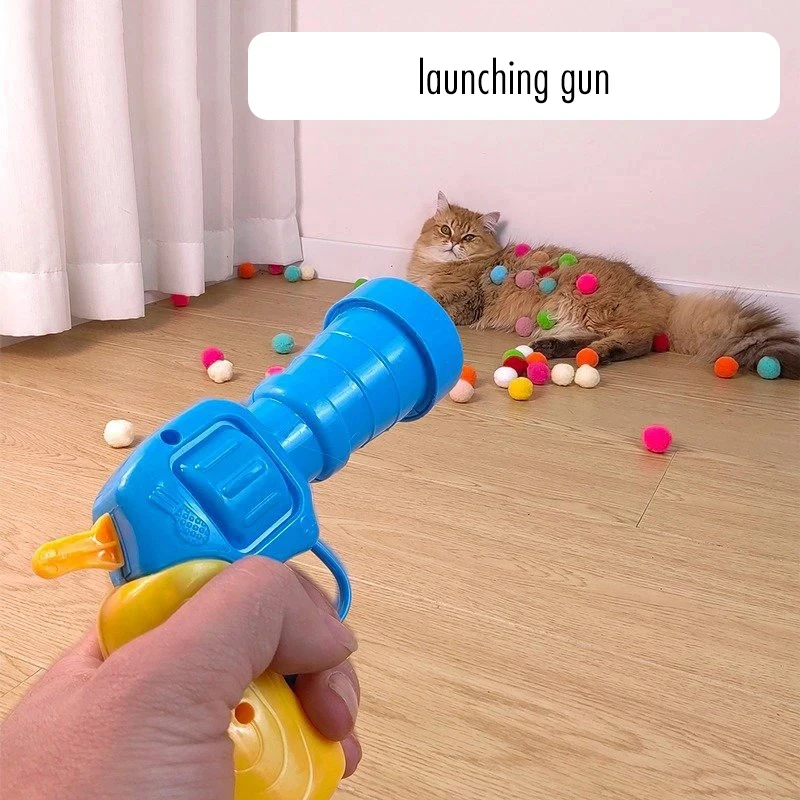 1-101pcs Cat Toy Interactive Toy Gun Plush Ball Launches Quiet Bounce Ball To Tease The Cat Creative Shooting Gun Pet Supplies