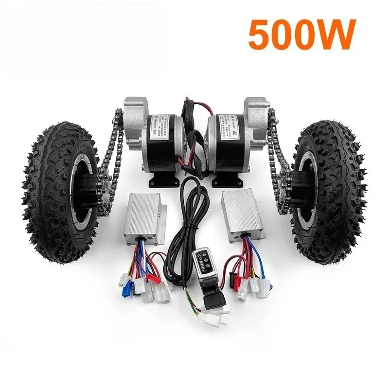 

500W Dual Drive Electric Cart Conversion Kit Easy Carry 200kg 8" Wheel Set For Electrical Pull Barrow Trolley Capacity 400lbs