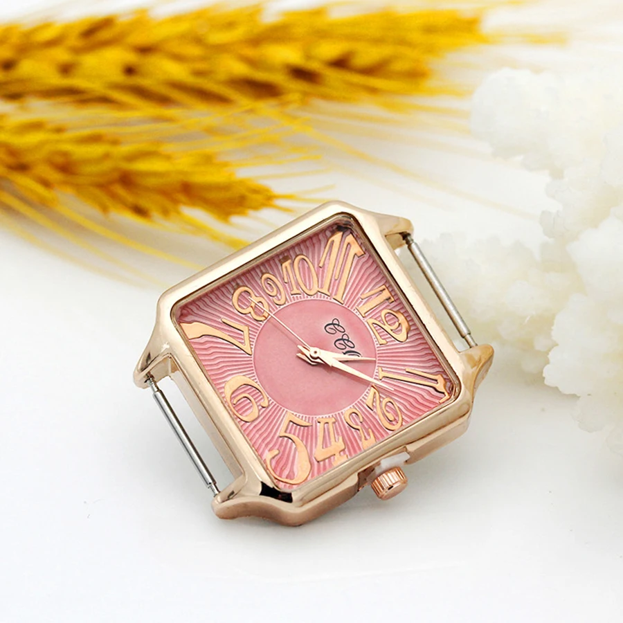 Shsby Diy Personality Square Watch Header New Style Rose Gold Diamond Surface Watch Head  Watch Accessories 16mm