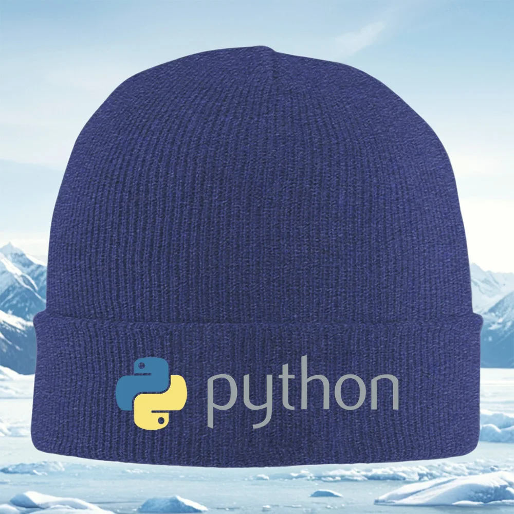 Schlangenlogo Python Programmiercode Männer Frauen Unisex Strickmütze Beanie Pullover Mütze Winter Thermal Warm Weihnachten Outdoor Cyclin