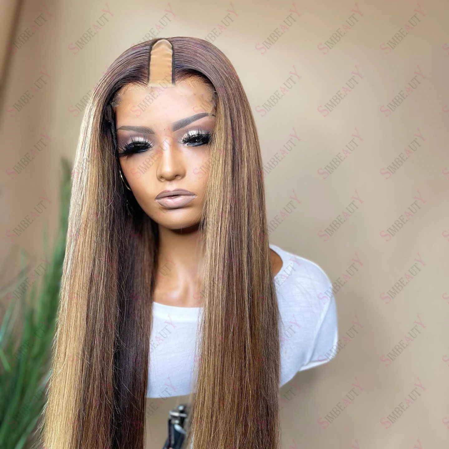 Highlight Brown Glueless Loose Wave U Part Wig 100% Human Hair Body Wavy U Shape High Density Remy Full Machine Made Half Wigs