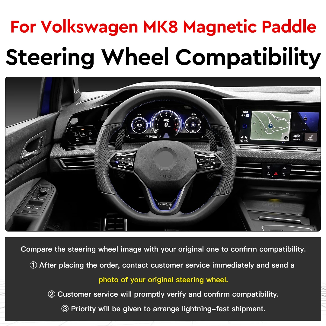 LED Magnetic Carbon Fiber Paddle Shifters For VW Golf 8 MK8 GTI R R line 2021 2022 2023 2024 2025 Steering Wheel Paddles Shift