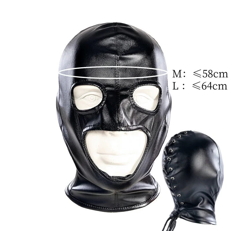 Maschera fetish per adulti con lacci, regolabile unisex, con cappuccio elastico per il controllo sensoriale e funzione bondage integrale. Giocattolo sessuale per coppie._voghion.com