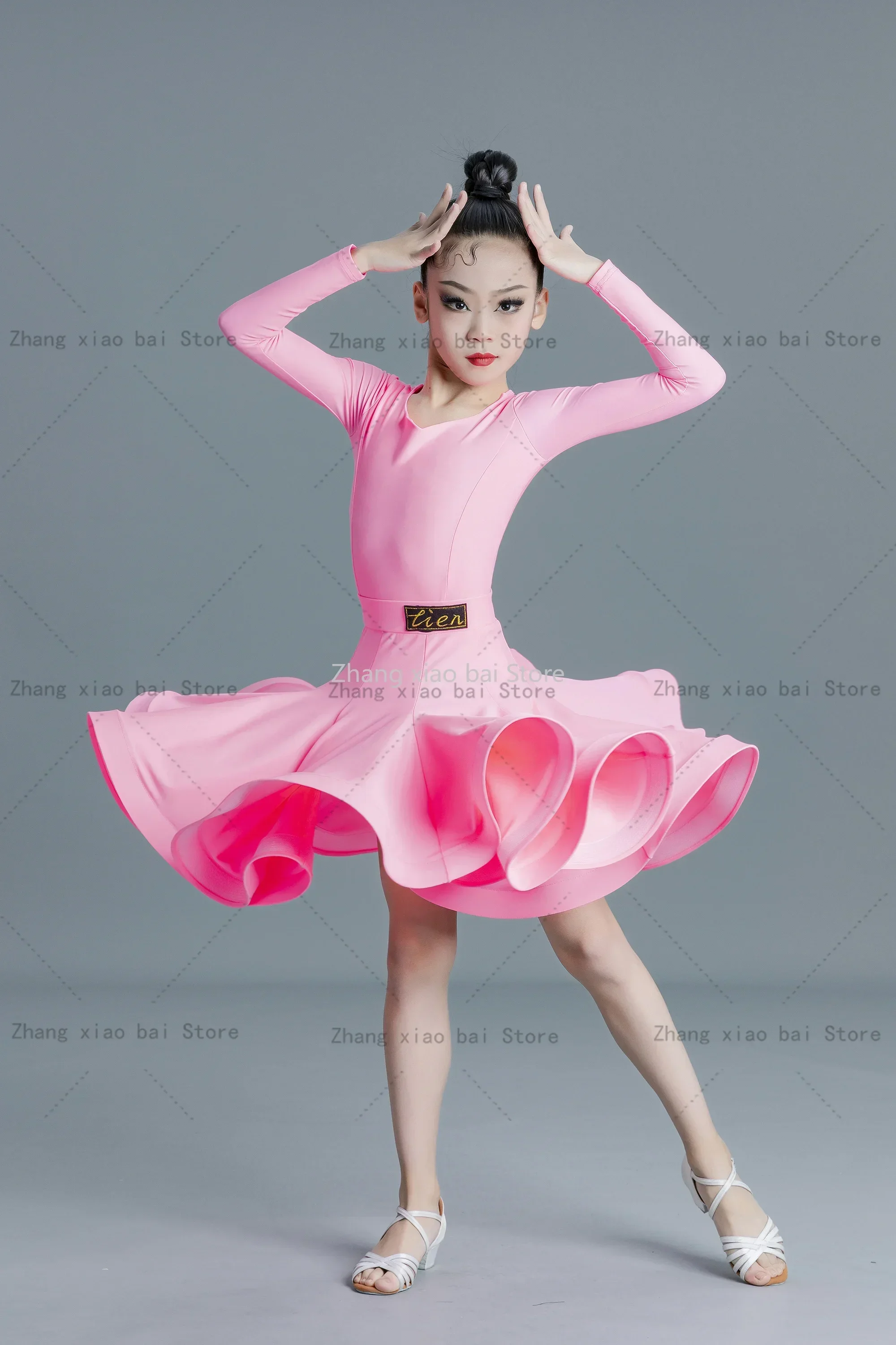 Children Professional Latin Dance Dress Girls Ballroom Dancing Dresses Rumba Cha Cha Samba Practice Dress Latin Performance