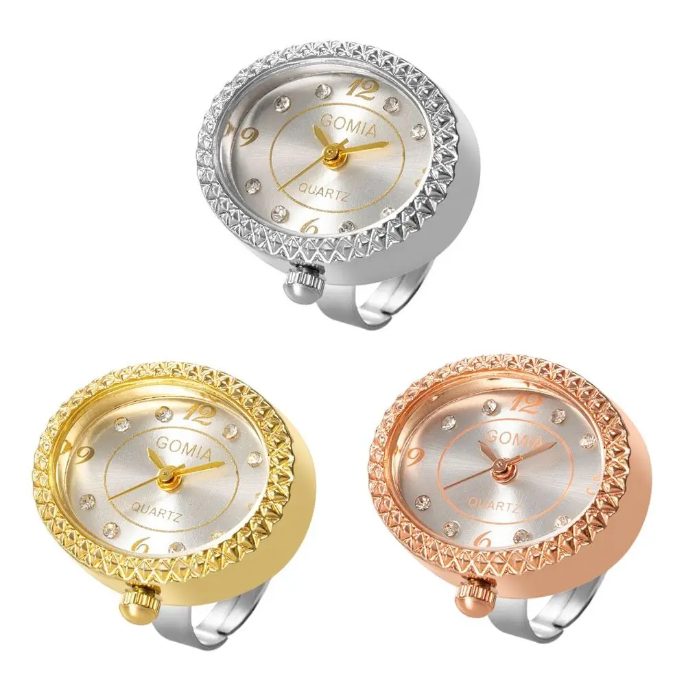 합금 디지털 커플 시계 반지, 레트로 쿼츠 탄성 반지, 보석 선물, 라운드 쿼츠 손가락 반지, 여성 패션