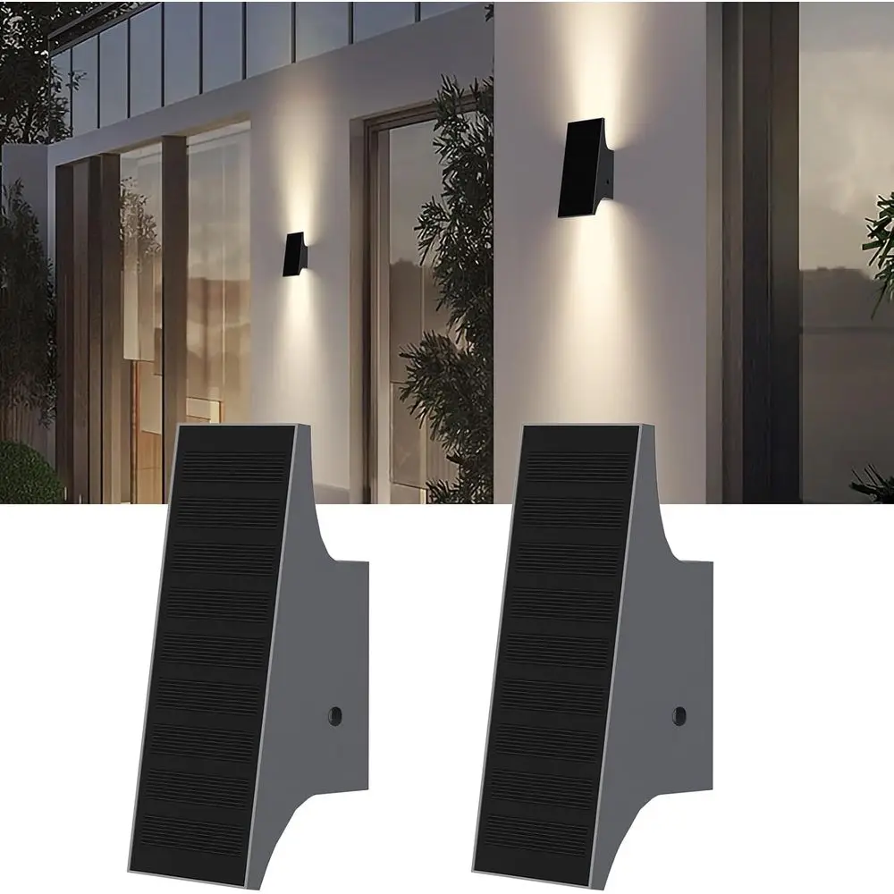 

Dimmable Solar Wall Lights Up and Down, 3000K 700LM Outdoor IP65 Waterproof for Yard Fence Patio Garage Porch, 2pcs