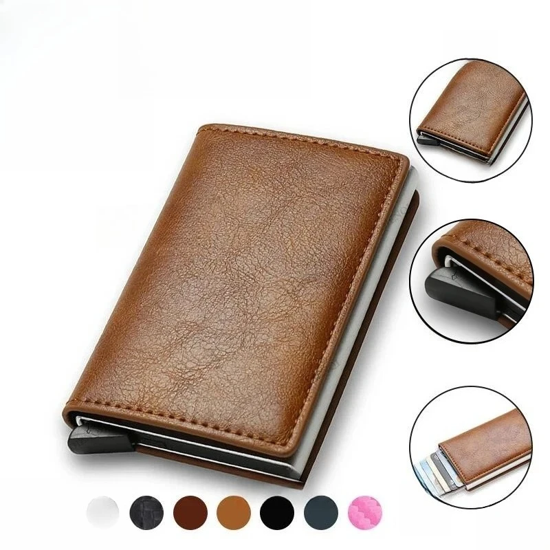 Porte-cartes de crédit anti-vol RFID, portefeuille minimaliste intelligent pour hommes et femmes, étui fin pour cartes bancaires, sac à monnaie, porte-cartes de crédit
