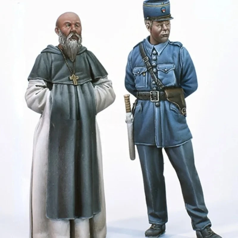 Harzfiguren-Modellbausatz im Maßstab 1:35, Mönch und Polizist, historisches Militär, Hobby, Miniaturspielzeug, unmontiert und unbemalt, N1518