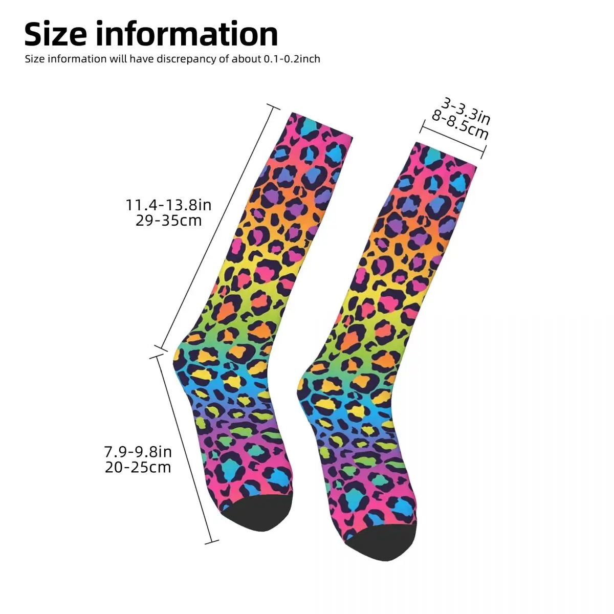 Bright Rainbow Ombre Gradient Leopard Print Pattern Socks Harajuku Sweat Absorbing Stockings All Season Long Socks Unisex Gifts