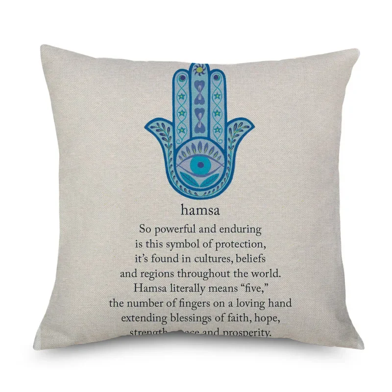 Turkish Evil Eyes Cushion Covers Hamsa Hand Arabic Folk Culture Art Home Decorative Pillows For Sofa Living Room Home Decoration