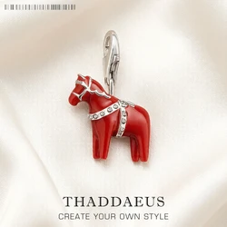Dalarna Horse Charm Trendy Fashion Women Men Jewelry 925 Sterling Silver Power Courage Loyalty Dignity Pendant Fit Bracelet