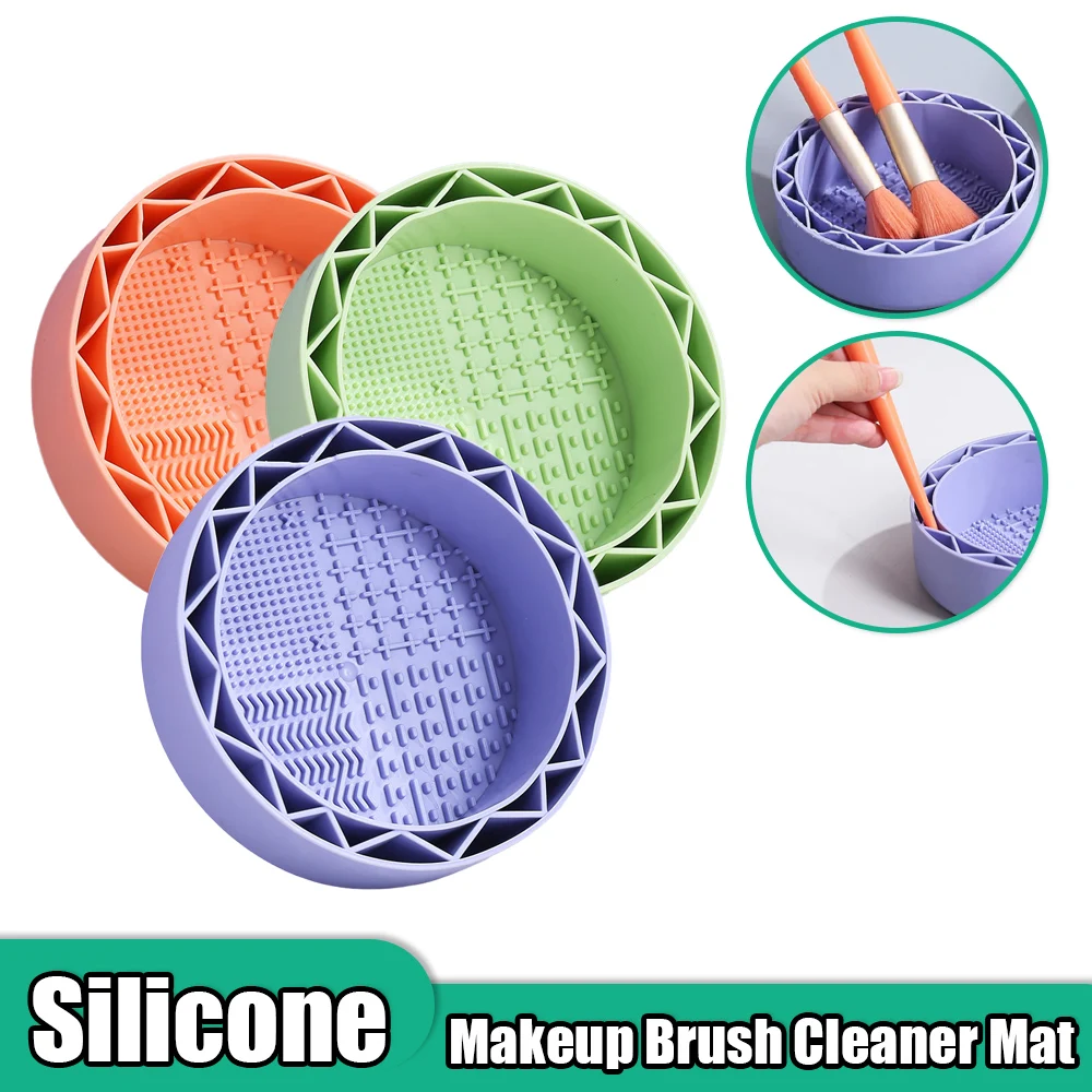 Silicone Makeup Brush Cleaner Mat Make-up Egg Cosmetic Brush Powder Puff Sponge Storage Artifact Cleaning Box Drying Tools Set