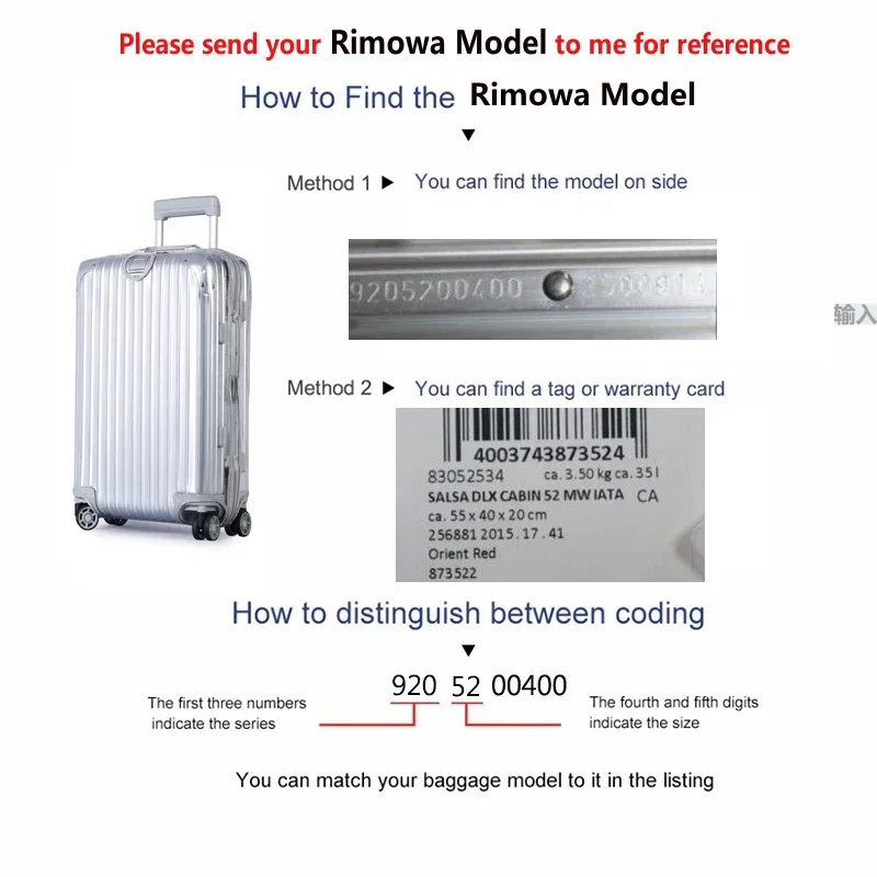 Funda de equipaje para maleta Rimowa Original, cubiertas transparentes a prueba de polvo con cremallera, Fundas protectoras gruesas de PVC, no