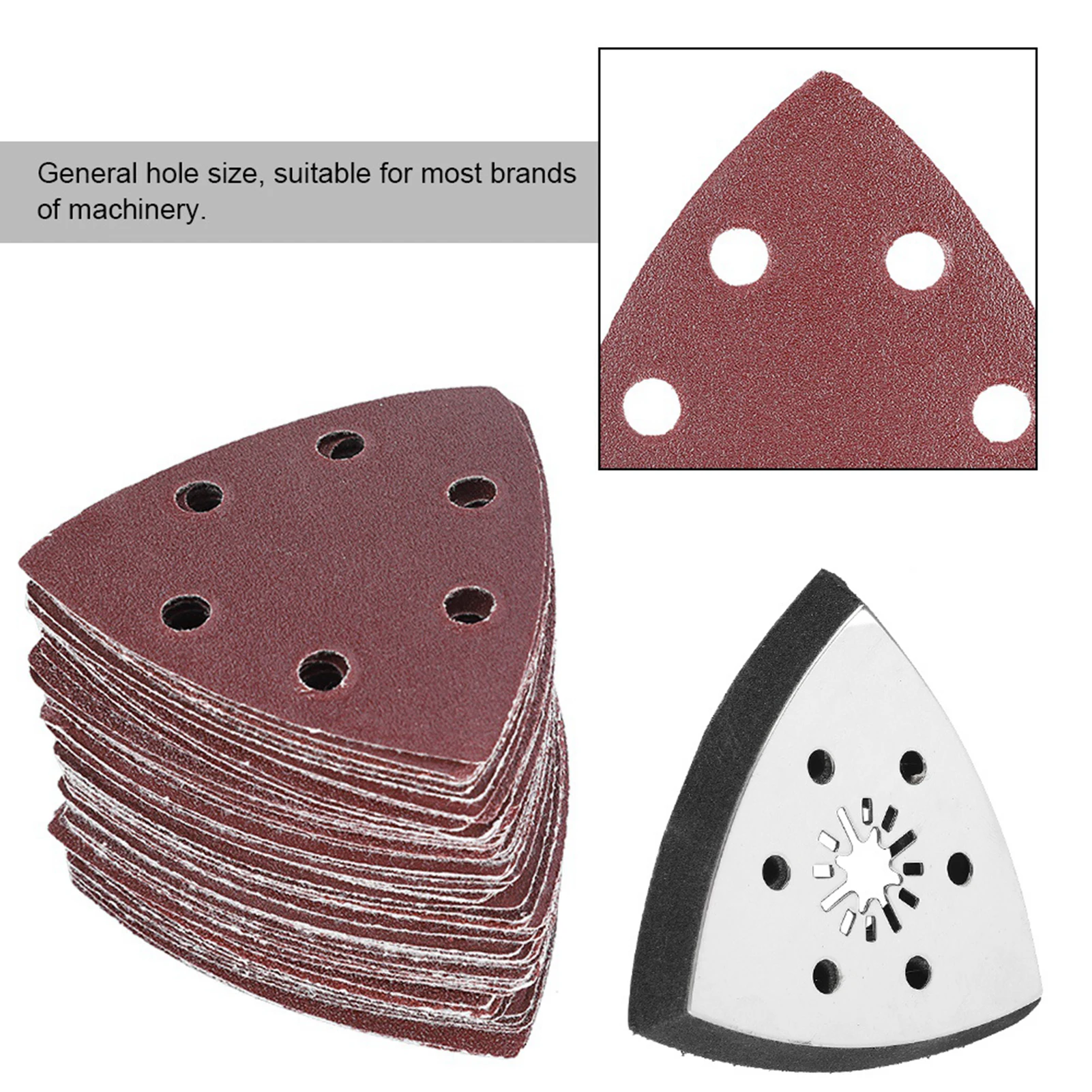 

Sanding Pad, 61pcs 90mm 6 Holes Triangle Sanding Pad Sand Paper Oscillating Polish Multi Tools