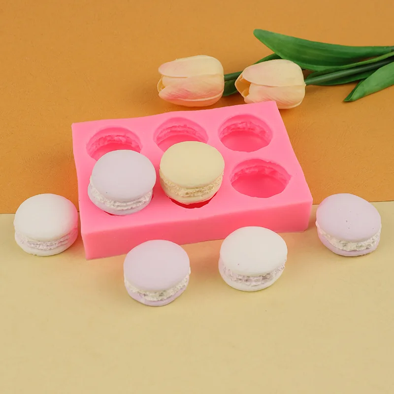 6 Hole 3D Macaron Silicone Molds Cake Mold Chocolate Dessert Soap Mould Kitchen Baking Decorating Cake Tools Polymer Clay Mold