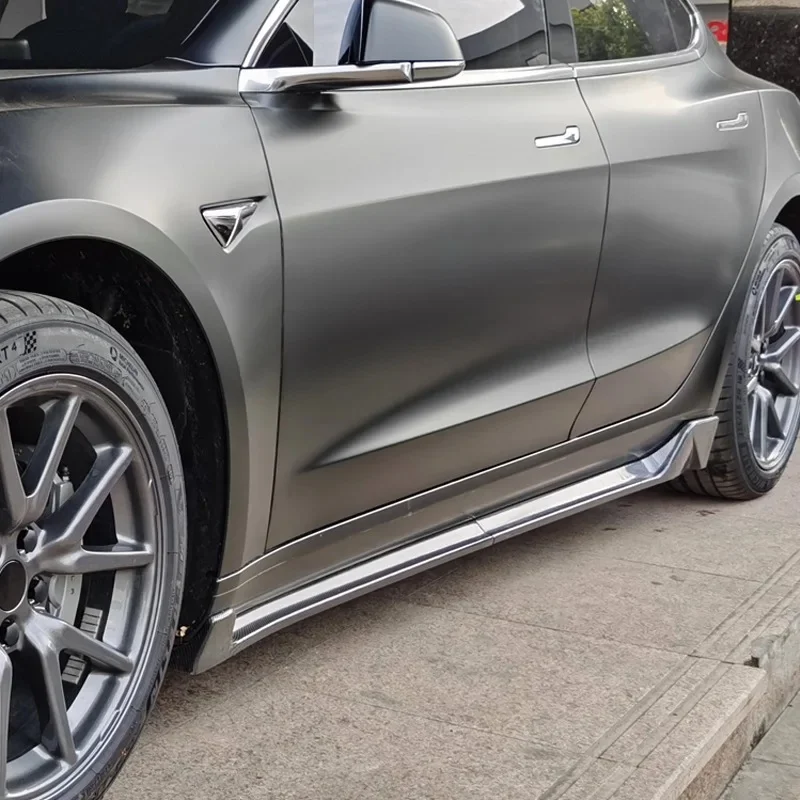 Auto Parts Shangpo New ABS Carbon Look Side Skirts Fit Tesla Model 3 (5YJ3) 2017-2022, Retrofit & Upgrade Accessories