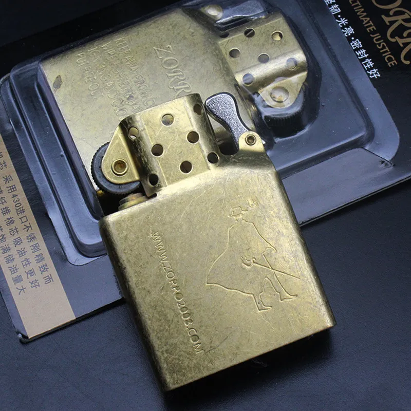 

Zorro Lighter Liner Complete Original Copper Knurled White Steel Inflatable Windproof Lighter Oil Lighter