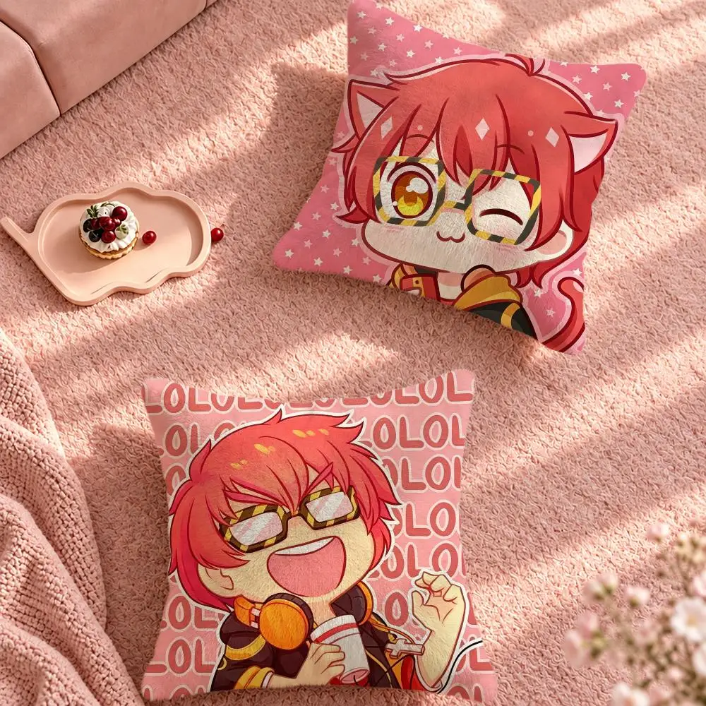 Game Romance Mystic Messenger Cushion Cover Cute Cartoon Throw Pillow Cover Soft Plush Cushion Cover Sofa Bedroom Home Decor