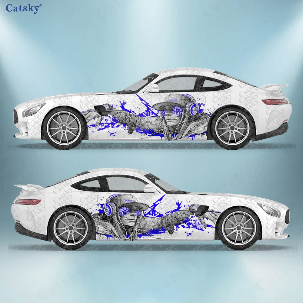 

2pcs Cool Jelly Knight Music Car Side Decals, Self-Adhesive PVC Waterproof & Scratch-Resistant Stickers, Fashionable Decals