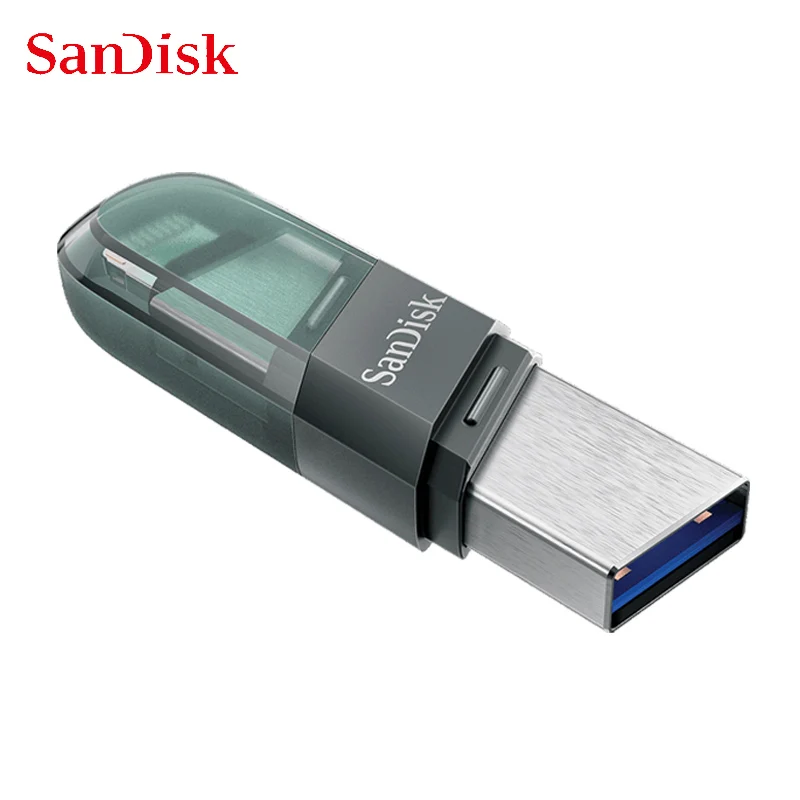 SanDisk USB-накопитель iXpand Flip OTG Lightning USB 3.1 Stick 64 ГБ 128 ГБ 256 ГБ Pen Drive MFi для iPhone, iPad и USB Type-A