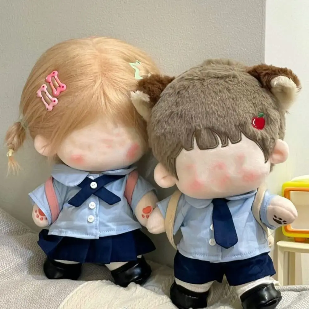 20cm Doll Clothes Blue School Uniform Blouse Set Skirt Suit Clothes For Cotton Stuffed Dolls Toys Accessories Doll Outfit