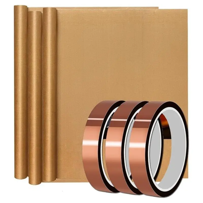 A98E-For Heat-Press-Tapes Set- 3Pcs -Sheets(15X15), 3 Rolls 10Mm Non-Stick Transfer Tape For Heat-Transfer
