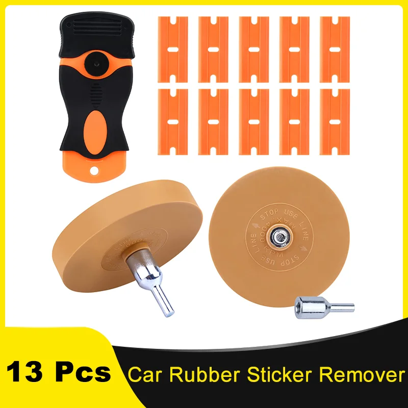 

Car Rubber Sticker Remover Tool with Plastic Scraper Plastic Blade and Eraser Wheel to Remove Films Adhesive Residue on the Car