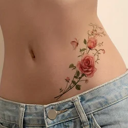 Floral arm tattoo, Large rose flower tattoo, Rose temporary tattoo woman, Rose temporary flower tattoo design, Rose tattoo for