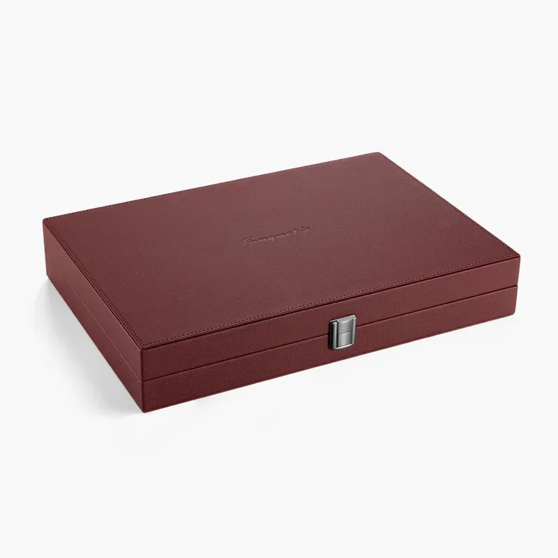 Handmade retro high-end backgammon casual chess box backgammon board PU leather chess and card storage box
