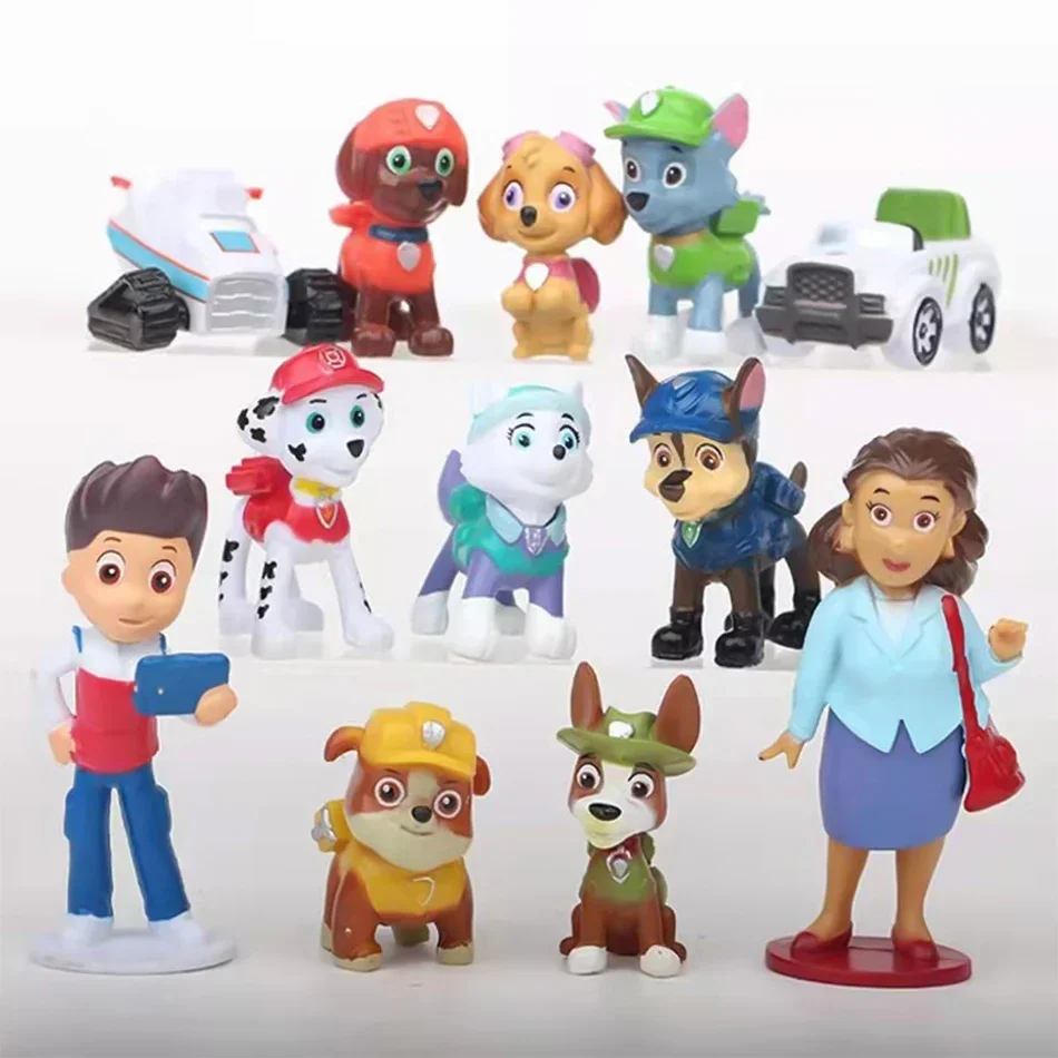 202812 Stück Anime Paw Patrol Figuren, Cartoon PVC-Modellpuppen, Spielzeugautos für Kinder, Geburtstags- und Weihnachtsgeschenk – Detail 1