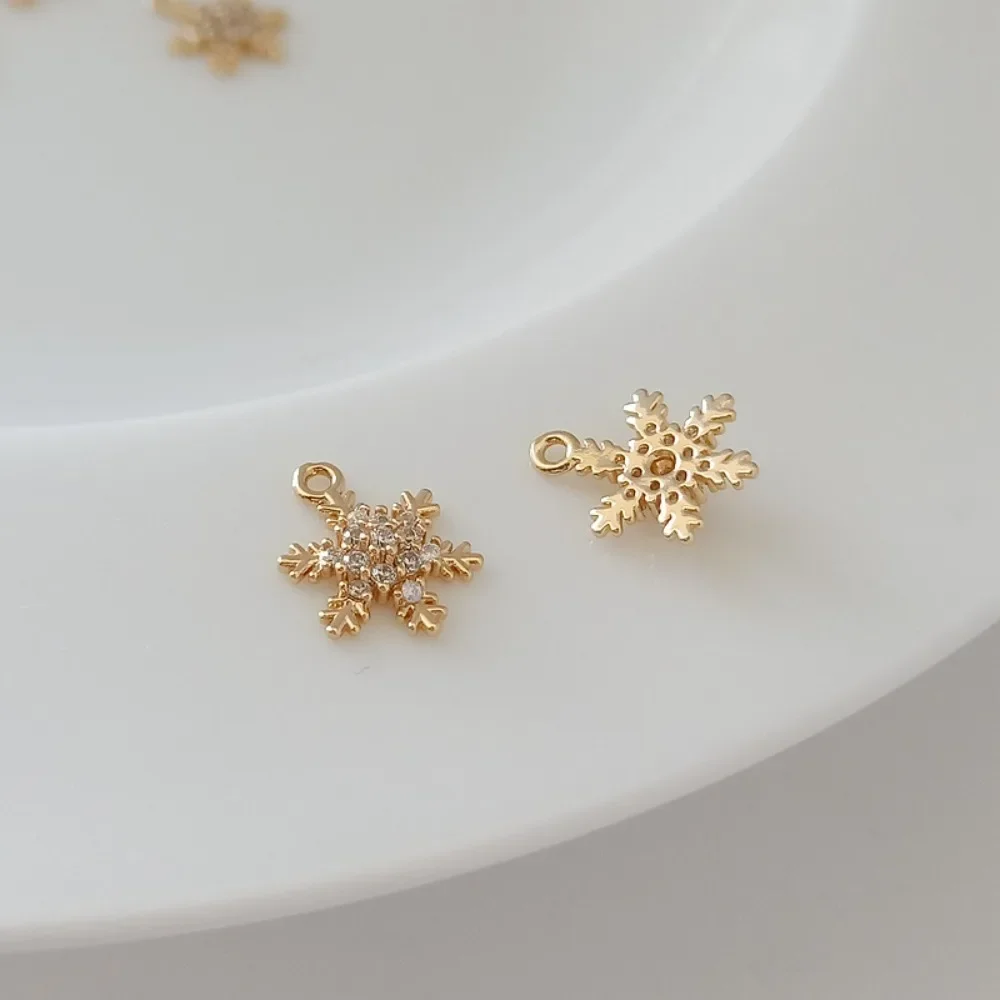 

14K Gold-plated and Inlaid Zircon Snowflake Pendant, 10mm Bracelet Necklace, DIY Handmade Jewelry Accessory Material