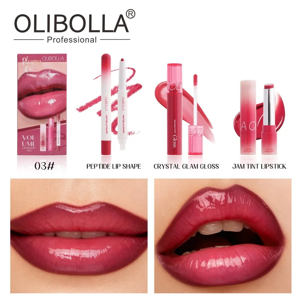 A Set New Waterproof Lip Liner Set Mirror Shine Long-Lasting Lipstick Set Hydrating Formula Lip Gloss Set Woman Makeup