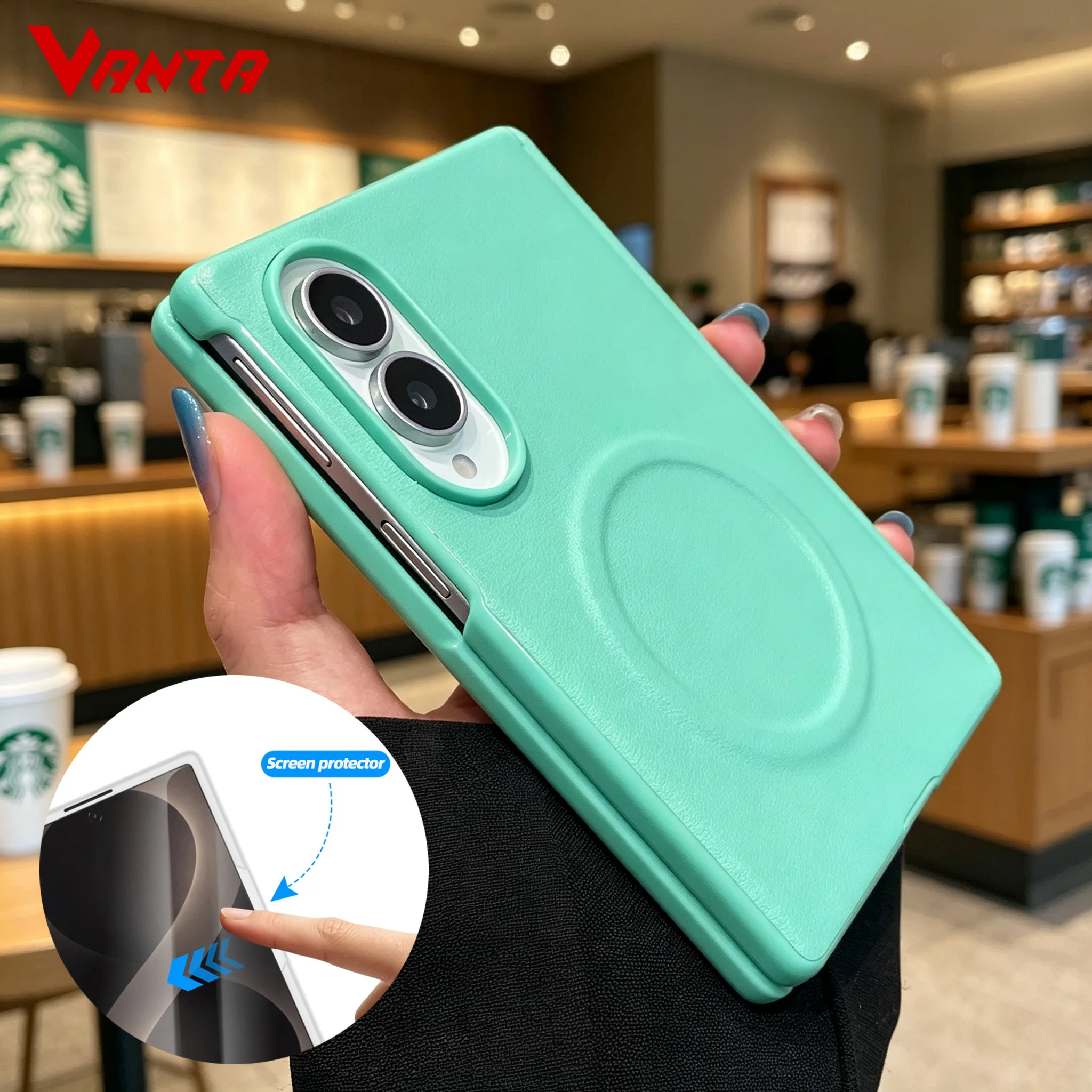 PU Leather for Magsafe Z Fold8 Wide Candy Color Wireless Charge Case for Samsung Galaxy Z Fold 8 Screen Protector Magnetic Cover