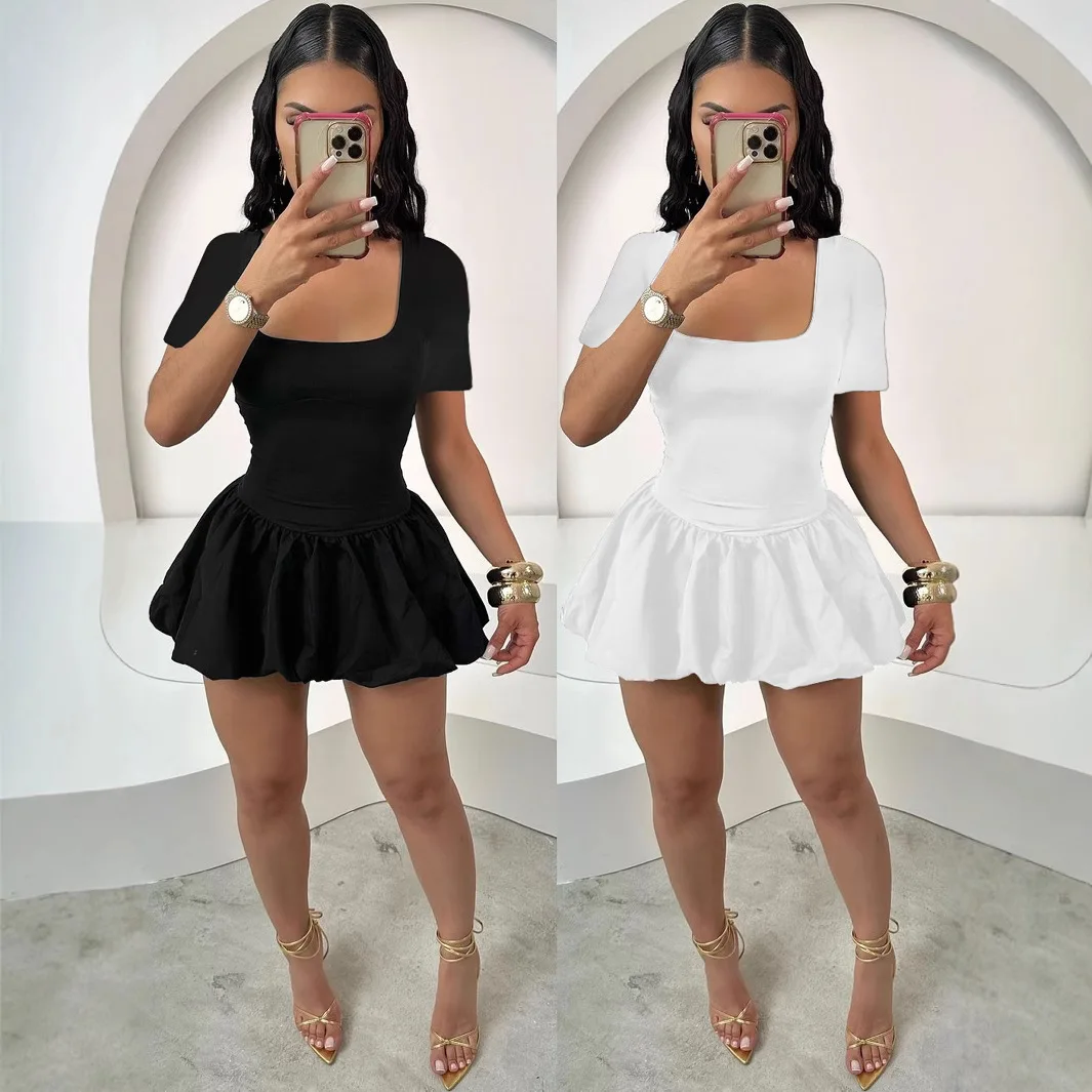 

2026 Women Dress Sexy Long Dresses V Neck Short Sleeve Ruffles Y2k Mom Party Maxi Elegant Splice A Line Vestidos High Waist
