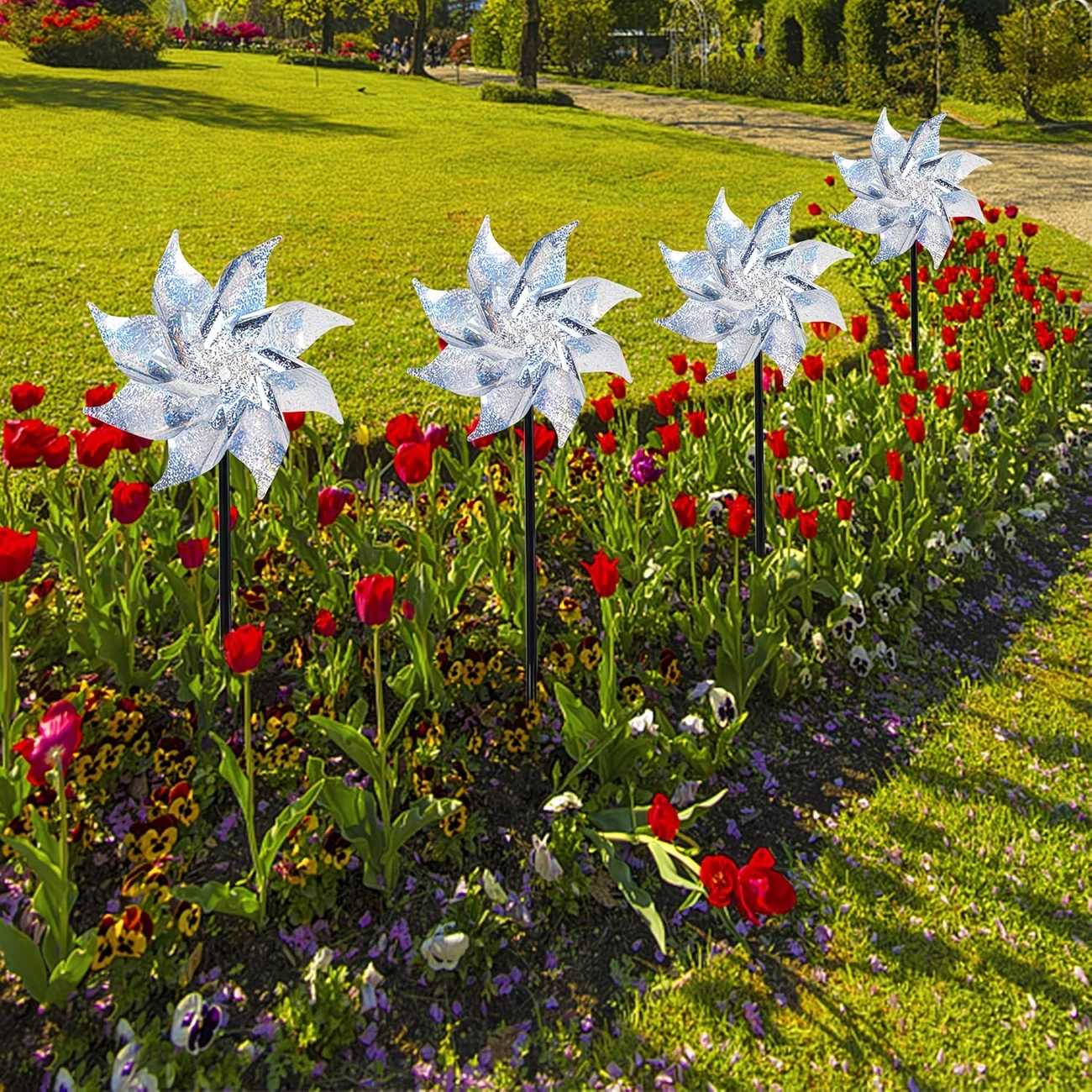 Bird Scare Devices Repellent Windmill Reflective Scare Rods Reflective Windmills Deterrent  from Yard Patio Farm Outdoor Decor
