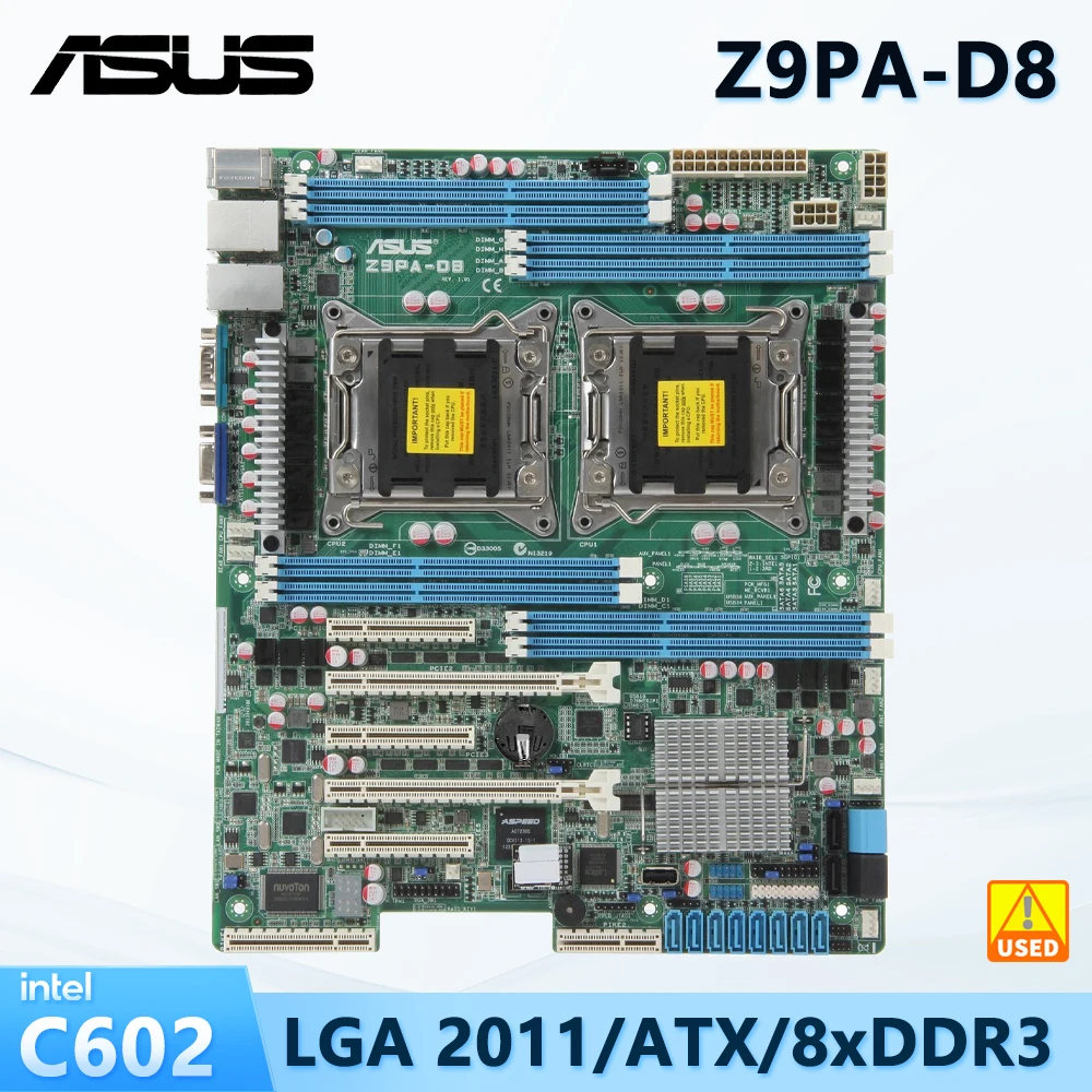 

ASUS Z9PA-D8 Server Used Motherboard 2x LGA 2011 Socket for Intel Xeon processor E5-2600 Product Family 8x DIMMs Max. 256GB DDR3