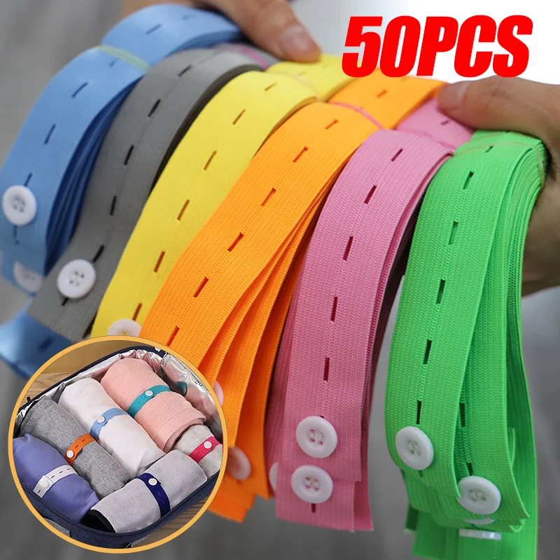 Bandas Elásticas de Nylon com Buraco Botão, Artesanato DIY, Vestuário, Calças Acessórios, Organizadores, Costura, 10-50Pcs