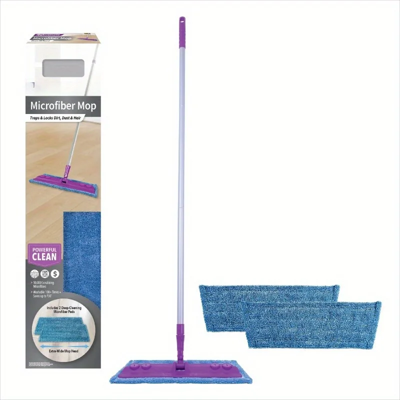 

Microfiber Mop Set with Reusable Mop Pad 1-Piece, Deep Cleaning Microfiber Pad Captures and Locks In Dirt