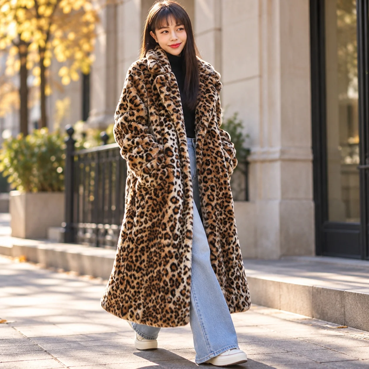 Pocket No Hood Coat Streetwear with Notched Lapel Summer Extra Long Length Edgy Street Long Sleeve Regular Sleeve Women Coat