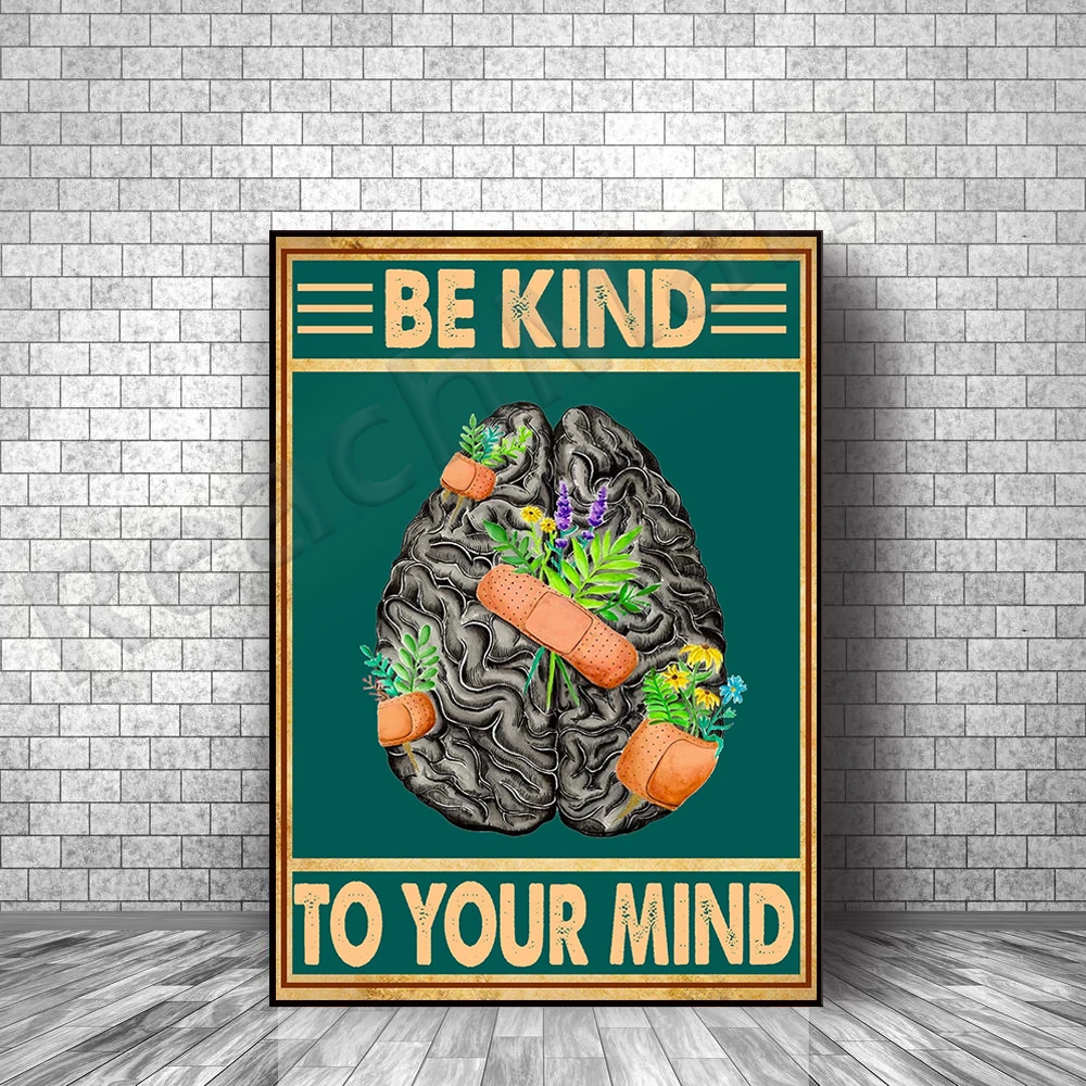 Treat Your Mind Canvas Poster, Women's Mental Health Awareness Retro Poster, Mental Health Issues Poster, Ending Stigma Poster