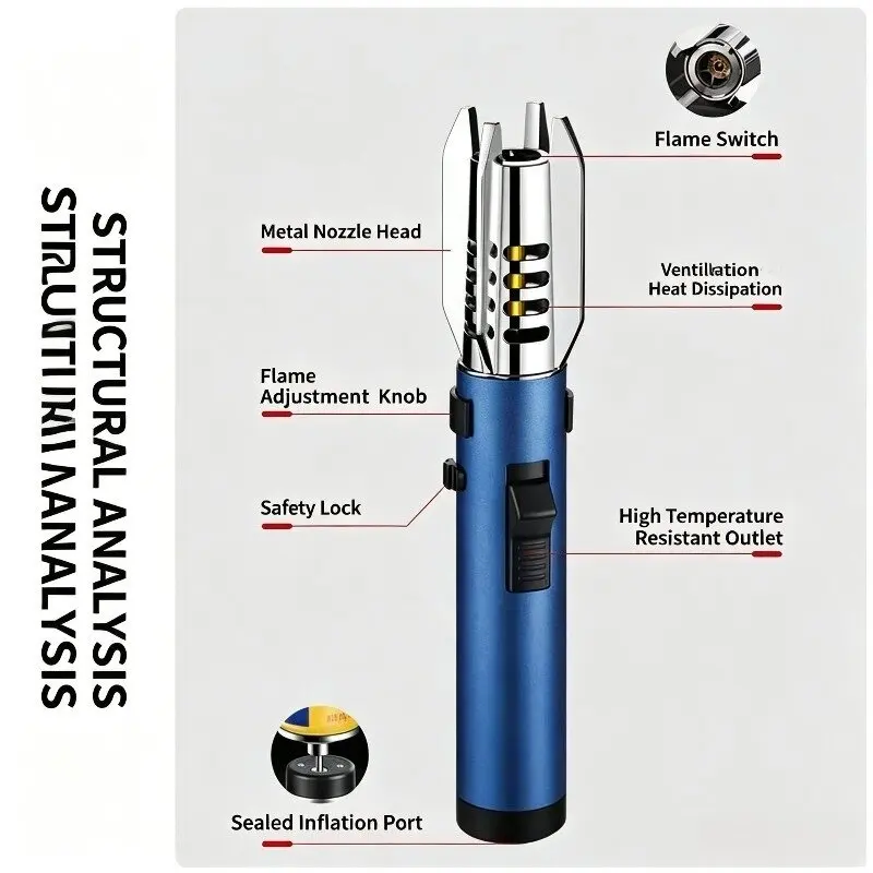 Windproof Lightsaber Jet Torch Lighter with 360° Upside-Down Ignition Safety Lock Refillable Big Flame Butane Gas Torch for BBQ