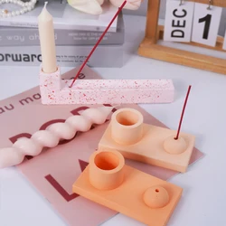 Rectangular Cement Candle Holder Silicone DIY Incense Stick Mold Aroma Rack Yoga Incense Stick Holder Mould Ashes Catcher Tray