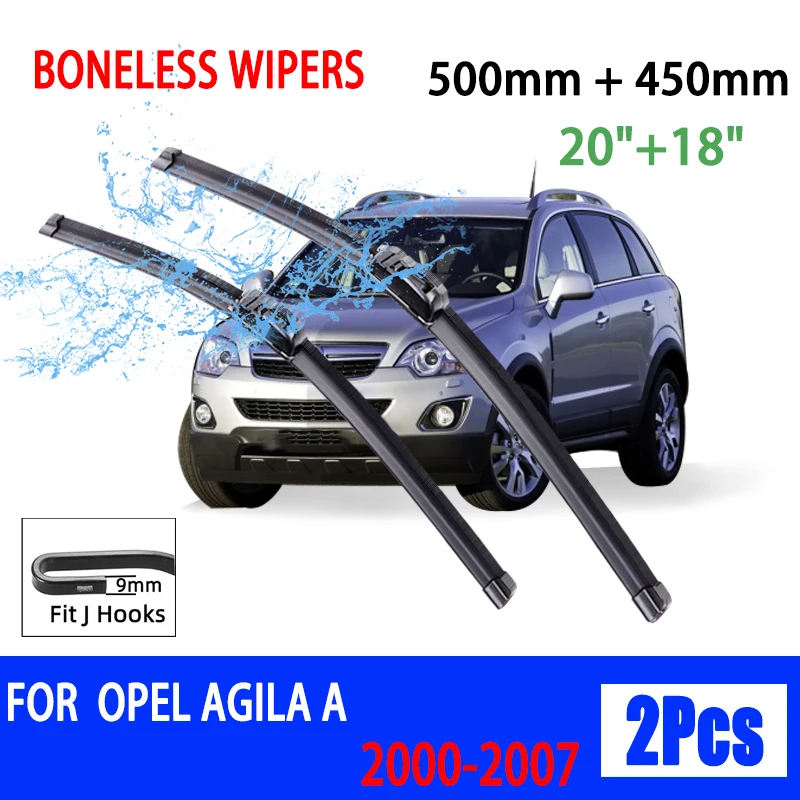 For Opel Agila A 2000-2007  Car Front Wiper U-Shape Soft Rubber Boneless Wiper HD Silent Durable Easy to Install Wiper  20