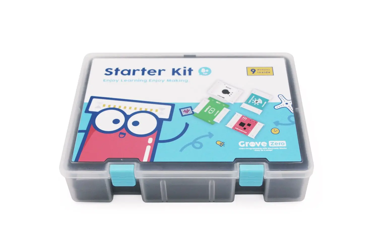 Grove Zero Modules Starter Kit V2.0 for STEM education with 9 color-coded, snap and play, programmable