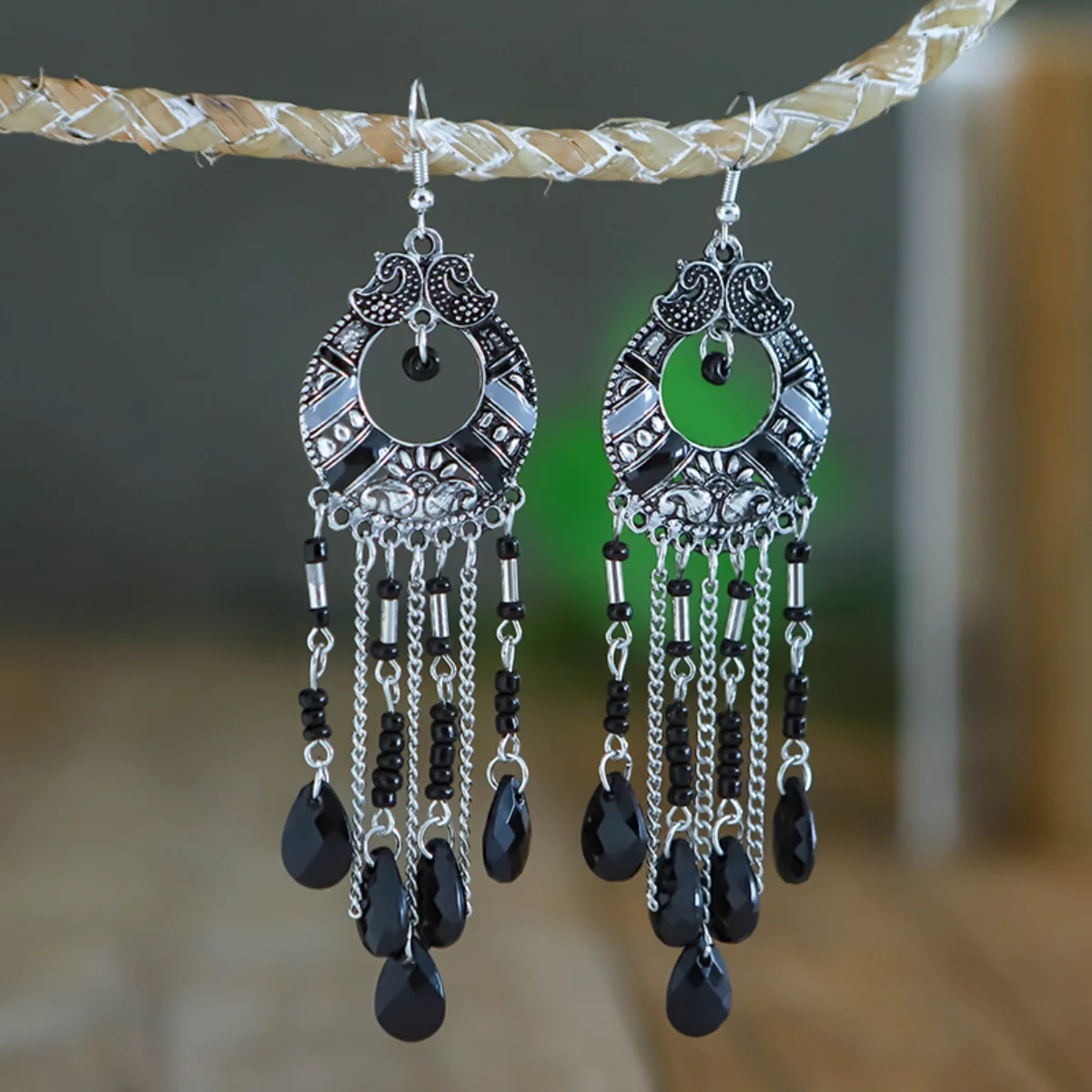 Exaggerated Round Hollowed Out Fashion Earrings Female Boho Holiday Style Long Tassel DropEarring Support Bulk wholesale1$ Order