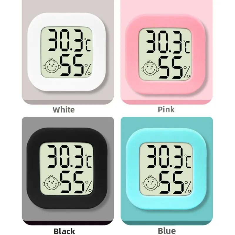 Pengukur Suhu dan Kelembapan Dalam Ruangan Elektronik, Termometer Rumah Presisi Tinggi, Dipasang di Dinding dengan Tampilan Kering dan Basah