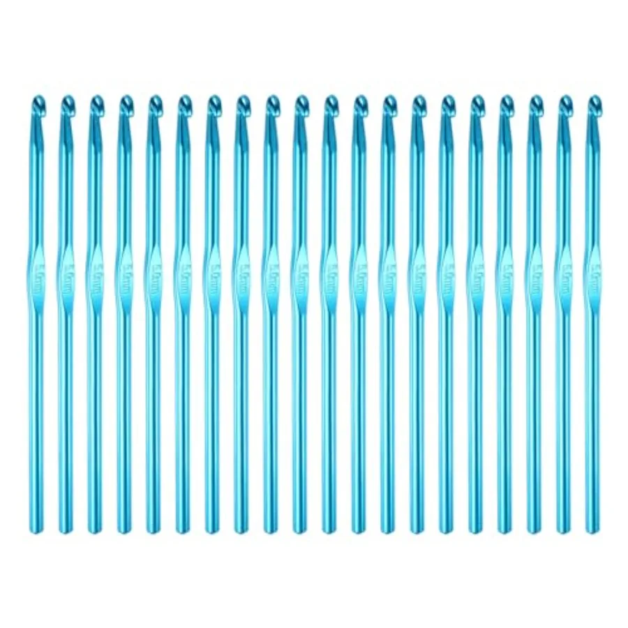 

Набор из 20 алюминиевых крючков для вязания 5.0 мм (размер US H, размер 8) для рукоделия, синий